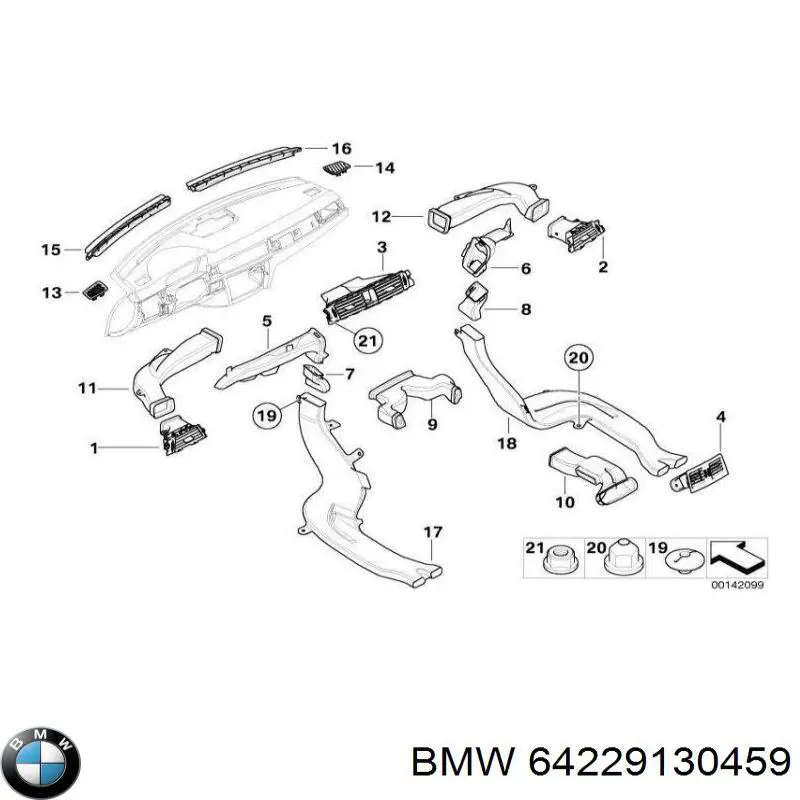Grelha esquerda de ventilação de salão no "painel de instrumentos" BMW 64229130459 preço, a partir de 47,75 USD