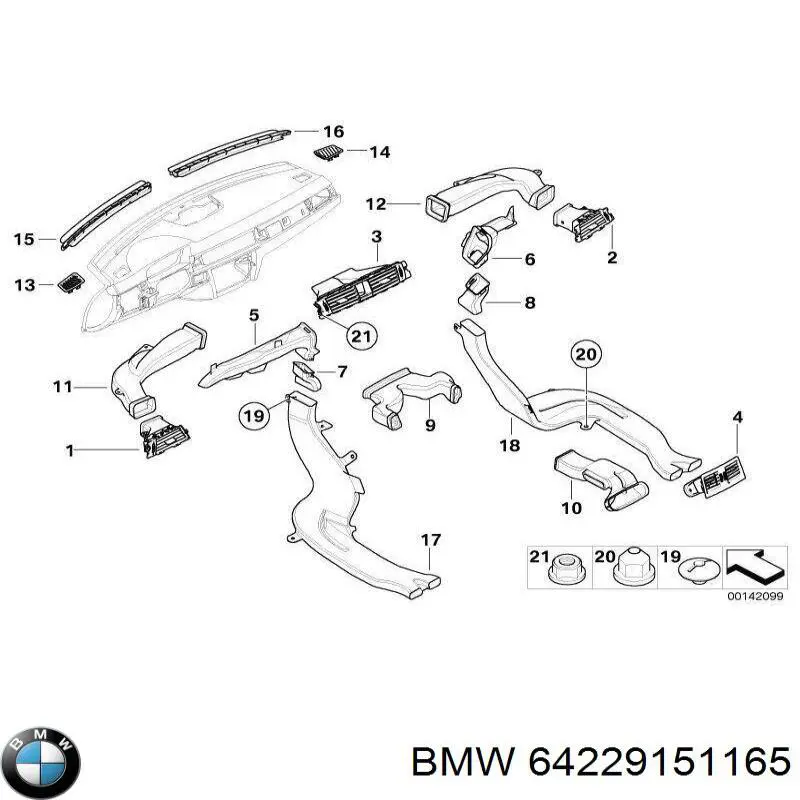 64229130459 BMW Grelha esquerda de ventilação de salão no "painel de instrumentos"