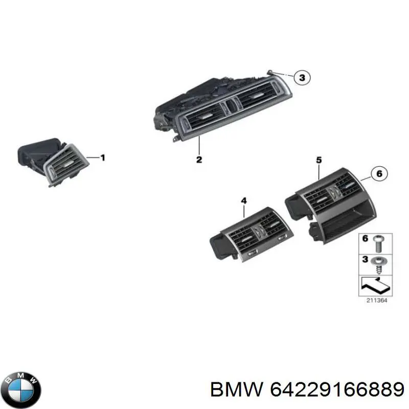 Grelha esquerda de ventilação de salão no "painel de instrumentos" BMW 64229166889 preço, a partir de 22,40 EUR