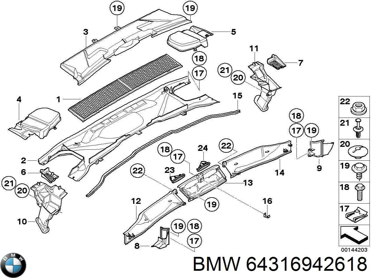 Grelha esquerda/direita de dreno de pára-brisas BMW 64319267638 preço, a partir de 15,75 USD