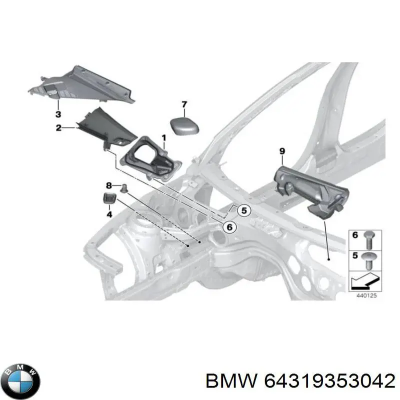 64319353042 BMW Dreno de pára-brisas, bofes