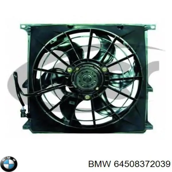 Compre 64508372039 BMW Difusor do radiador de aparelho de ar condicionado, montado com roda de aletas e o motor