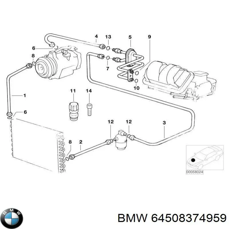 64508374959 BMW Vedante anular de tubo de aparelho de ar condicionado