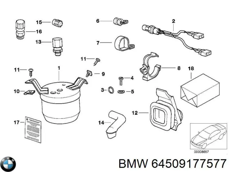 Compre 64509177577 BMW Válvula de reabastecimento de aparelho de ar condicionado
