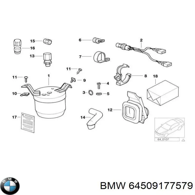 Válvula de reabastecimento de aparelho de ar condicionado BMW 64509177579 preço, a partir de 15,47 USD