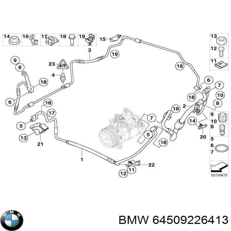 64509226413 BMW Mangueira de aparelho de ar condicionado, desde o compressor até o radiador
