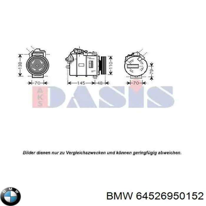 Compressor de aparelho de ar condicionado BMW 64526950152 preço, a partir de 379,28 USD