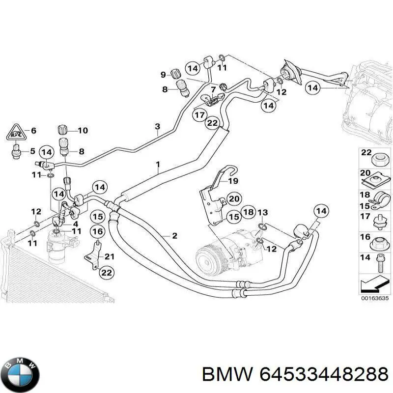 64533455915 BMW Mangueira de aparelho de ar condicionado, desde o compressor até o radiador