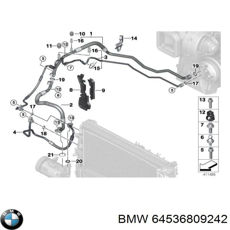 Compre 64536809242 BMW Mangueira de aparelho de ar condicionado, desde o vaporizador até o compressor