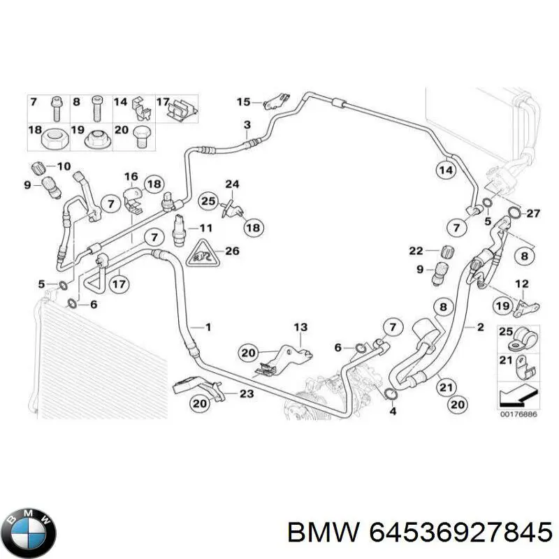 Mangueira de aparelho de ar condicionado, desde o compressor até o radiador BMW 64536927845 preço, a partir de 120,88 USD
