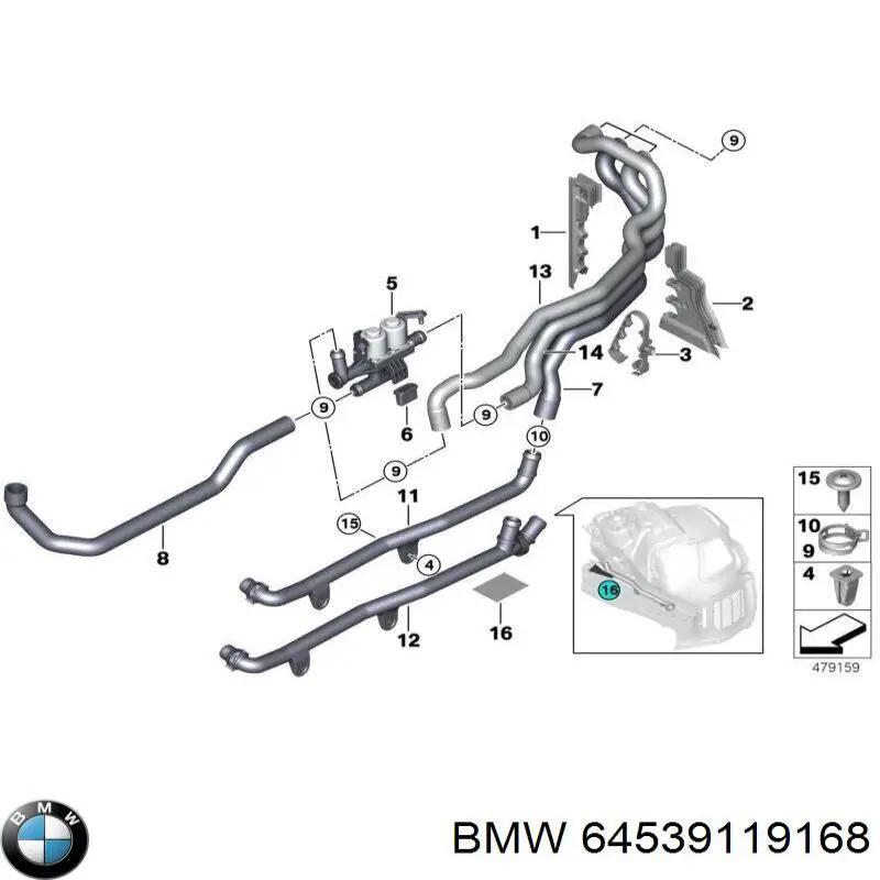 64539119168 BMW Mangueira do radiador de aquecedor (de forno), fornecimento