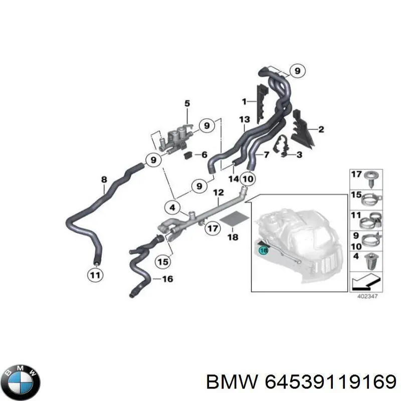 Compre 64539119169 BMW Mangueira (cano derivado) do sistema de esfriamento