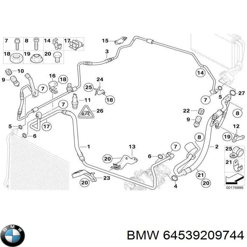 Mangueira de aparelho de ar condicionado, desde o vaporizador até o compressor BMW 64539209744 preço, a partir de 141,31 USD