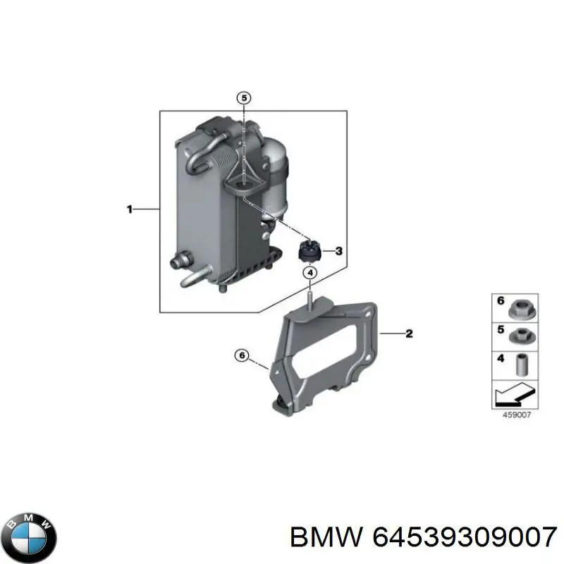 64539309007 BMW Radiador de aparelho de ar condicionado