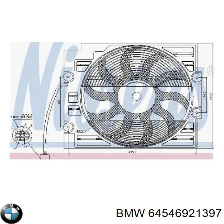 Ventilador elétrico de aparelho de ar condicionado montado (motor + roda de aletas) BMW 64546921397 preço, a partir de 94,35 USD