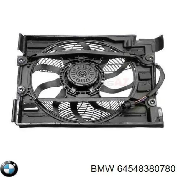 Compre 64548380780 BMW Difusor do radiador de aparelho de ar condicionado, montado com roda de aletas e o motor