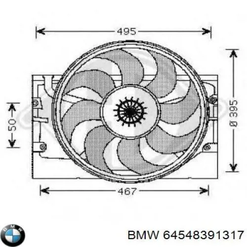 Ventilador elétrico de esfriamento montado (motor + roda de aletas) BMW 3  E36