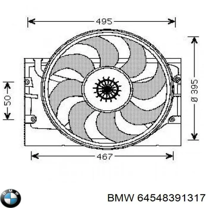  Ventilador elétrico de esfriamento montado (motor + roda de aletas) BMW 3 sedan (E36) (1990 - 1998) 