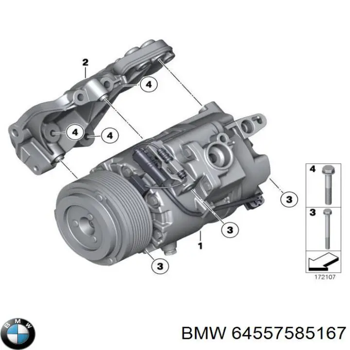 64557585167 BMW Consola do compressor de aparelho de ar condicionado