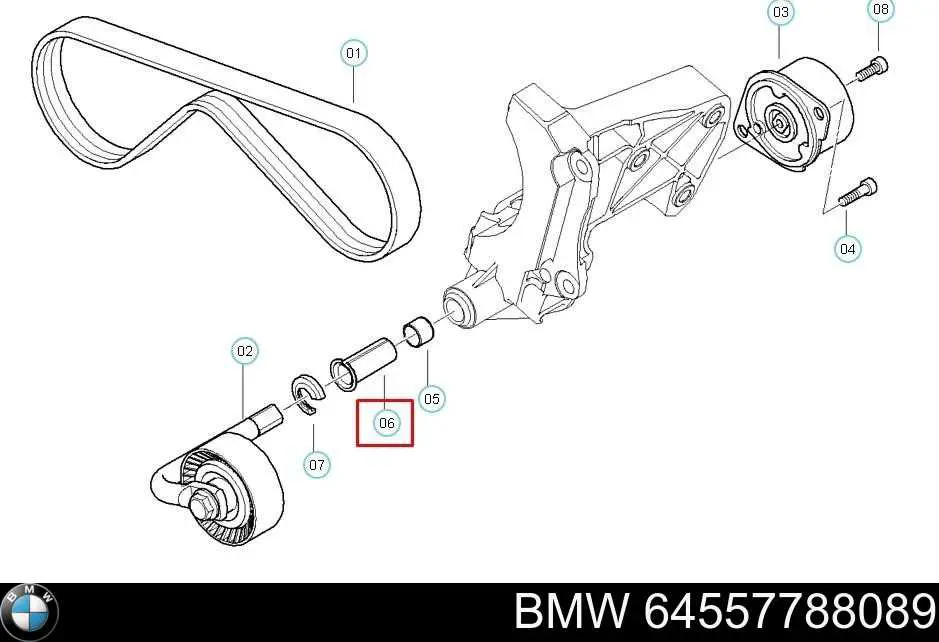 64557788089 BMW Bucha de amortecedor de reguladora de tensão da correia de transmissão