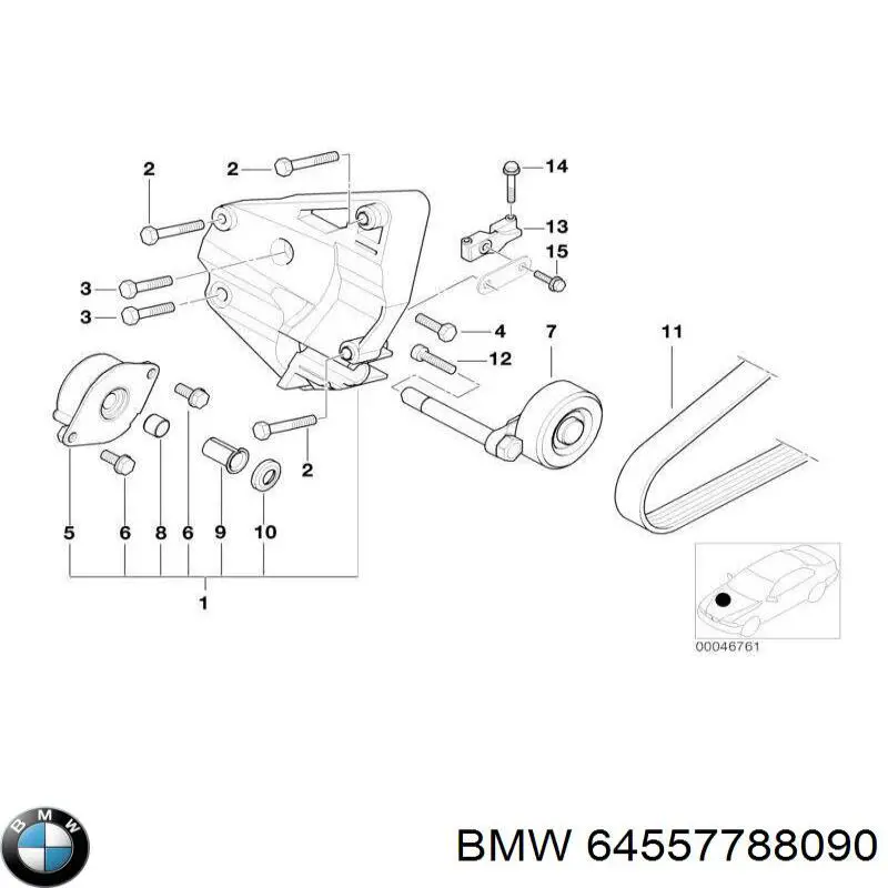 Compre 64557788090 BMW Bucha de amortecedor de reguladora de tensão da correia de transmissão