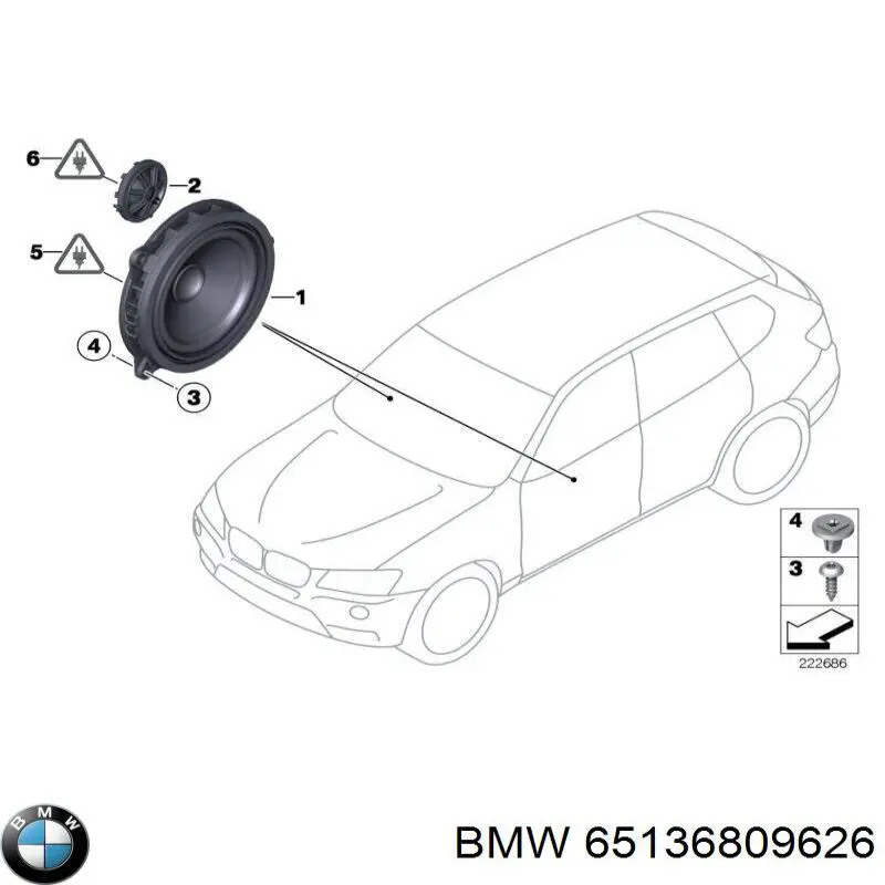 65136809626 BMW Alto-falante da porta dianteira