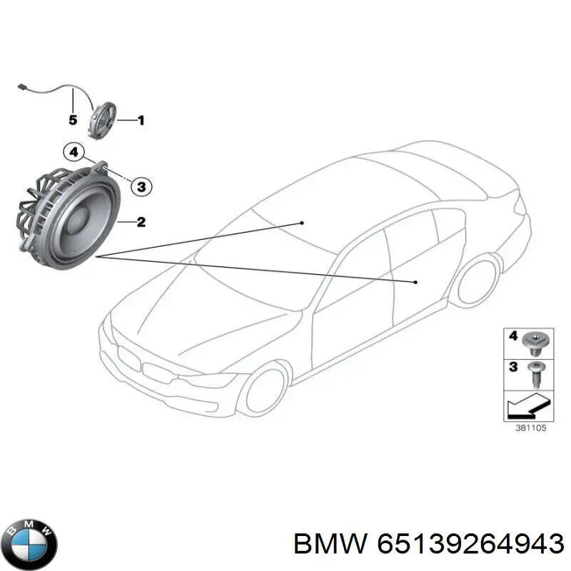 Compre 65139264943 BMW Alto-falante da porta dianteira