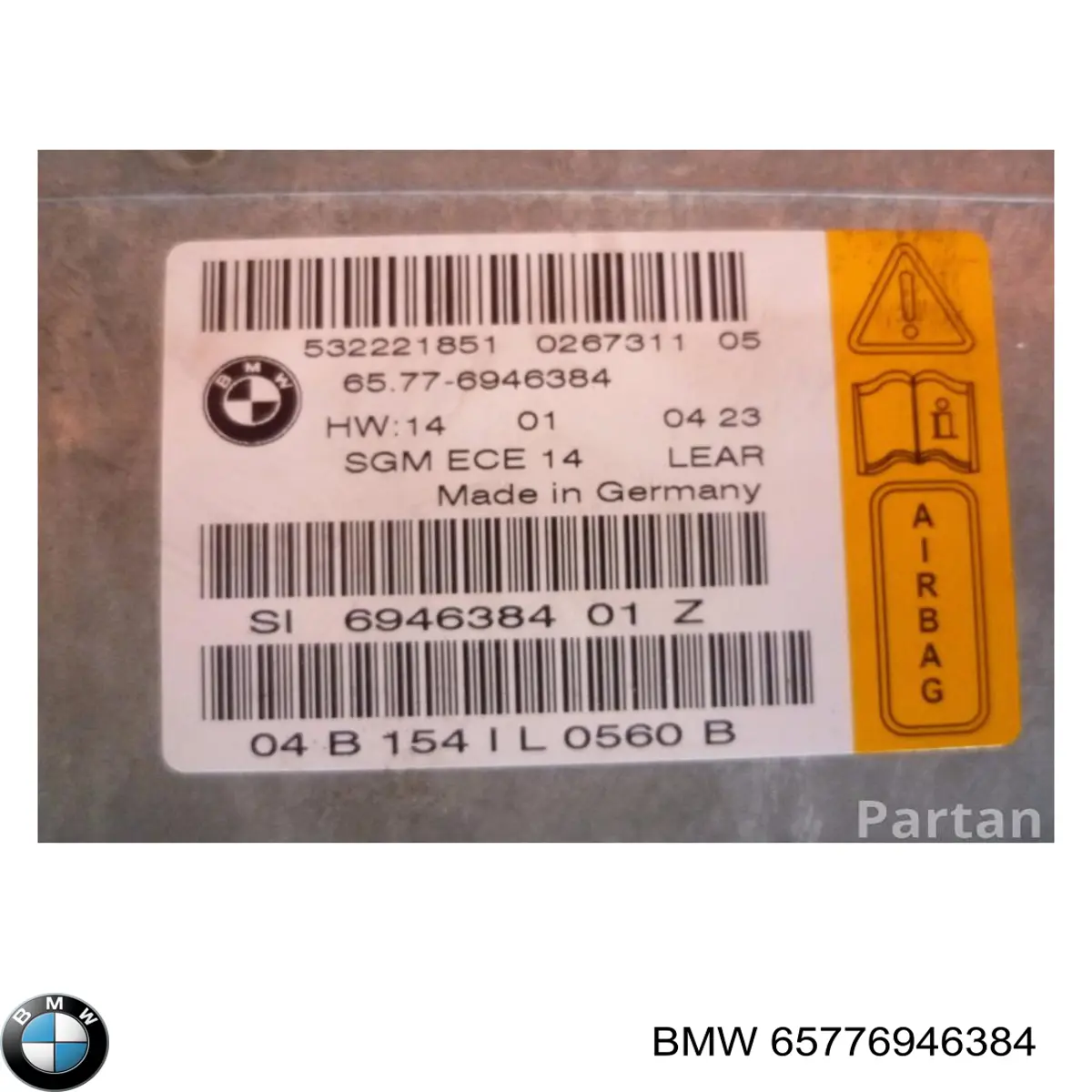 65776946384 BMW Módulo processador de controlo da bolsa de ar (Centralina eletrônica AIRBAG)