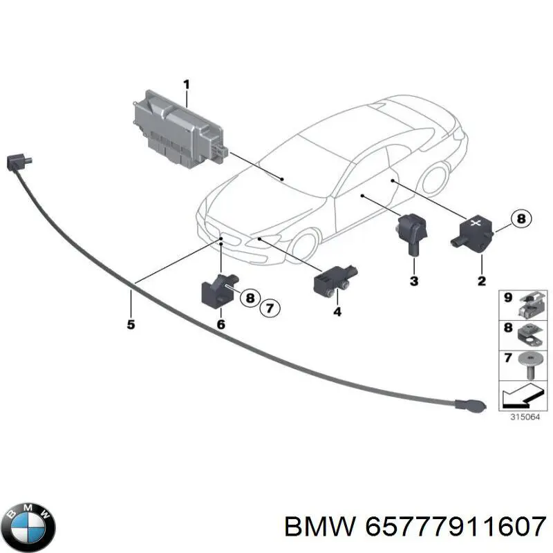 65777911607 BMW Módulo processador de controlo da bolsa de ar (Centralina eletrônica AIRBAG)