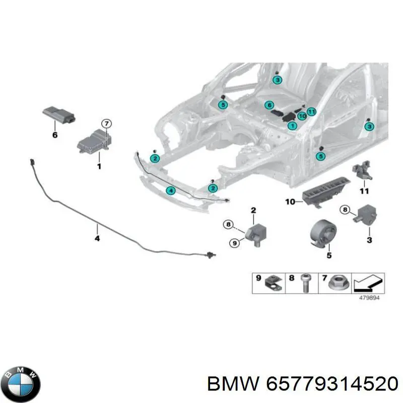 65779314520 BMW Sensor AIRBAG dianteiro