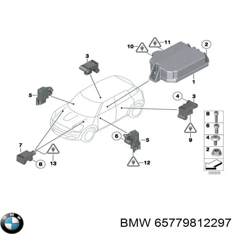 65773451779 BMW Módulo processador de controlo da bolsa de ar (Centralina eletrônica AIRBAG)