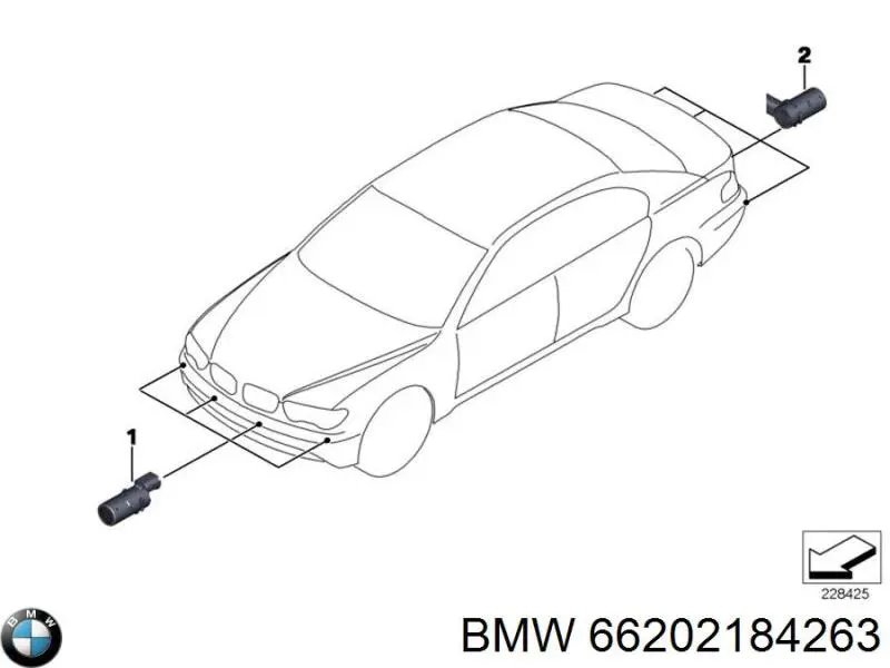 Compre 66202184263 BMW Sensor dianteiro de sinalização de estacionamento (sensor de estacionamento)