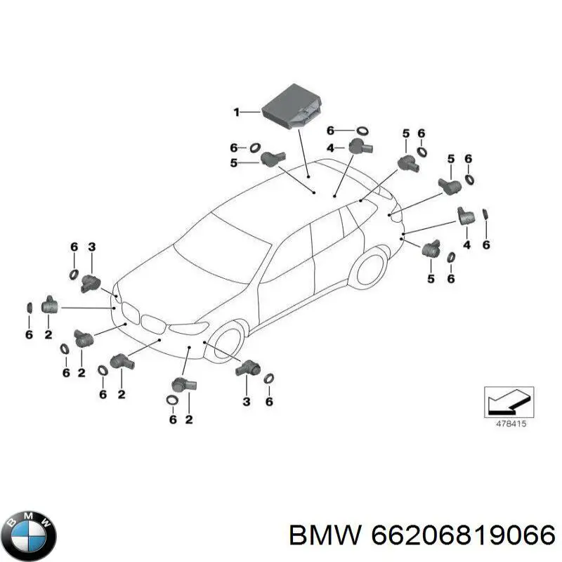 Sensor de sinalização de estacionamento (sensor de estacionamento) dianteiro/traseiro central BMW 66206819066 preço, a partir de 37,97 USD