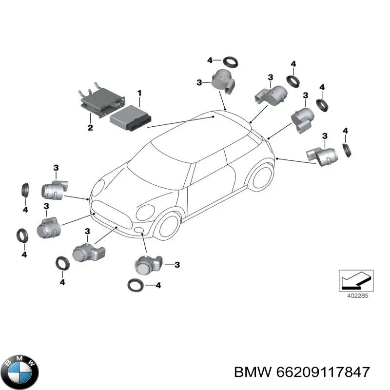 66335A02F95 BMW Módulo de direção (Centralina eletrônica) de sensor de estacionamento