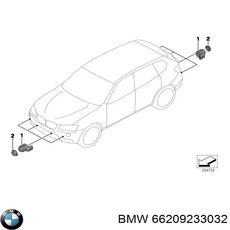 Compre 66209233032 BMW Sensor dianteiro de sinalização de estacionamento (sensor de estacionamento)