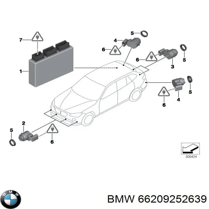 66209252639 BMW Módulo de direção (Centralina eletrônica) de sensor de estacionamento