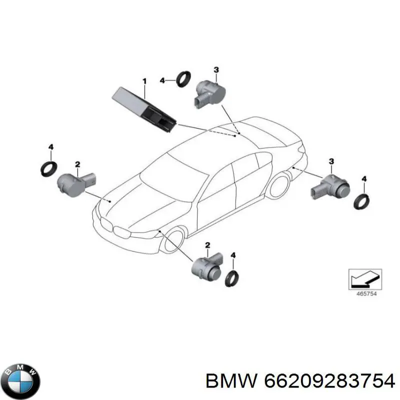 66209283754 BMW Sensor de sinalização de estacionamento (sensor de estacionamento) dianteiro/traseiro central