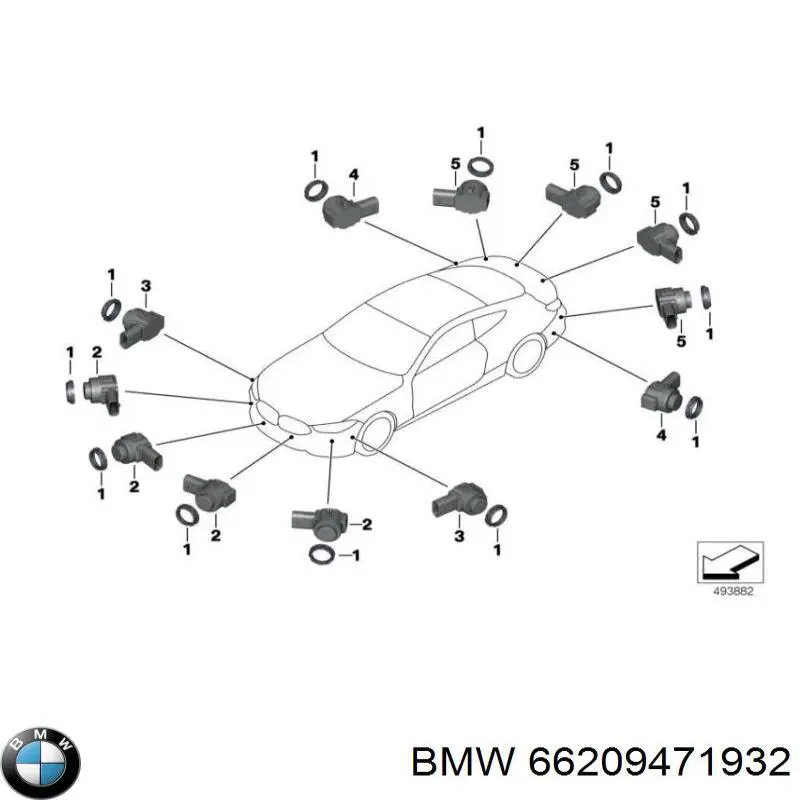 Sensor traseiro lateral de sinalização de estacionamento (sensor de estacionamento) BMW 66209471932 preço, a partir de 212,31 USD