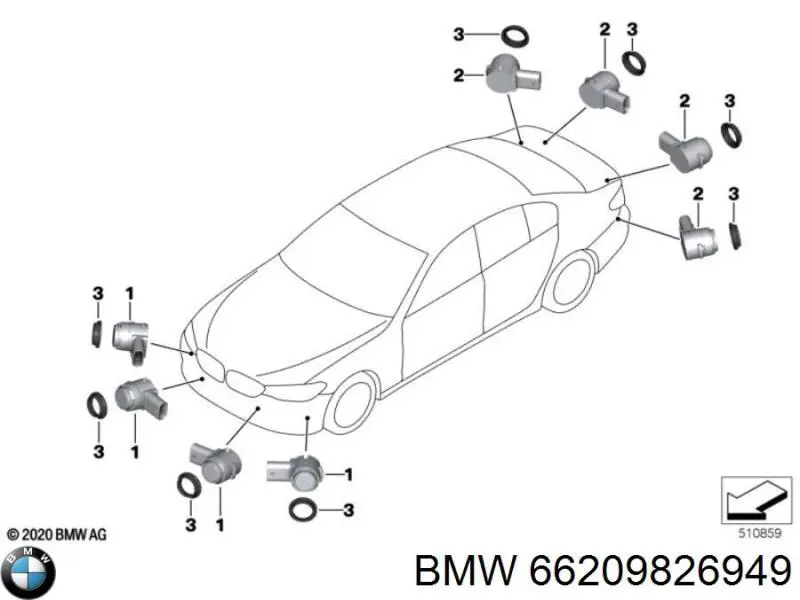 Sensor de sinalização de estacionamento (sensor de estacionamento) dianteiro/traseiro central BMW 66209826949 preço, a partir de 74,72 USD