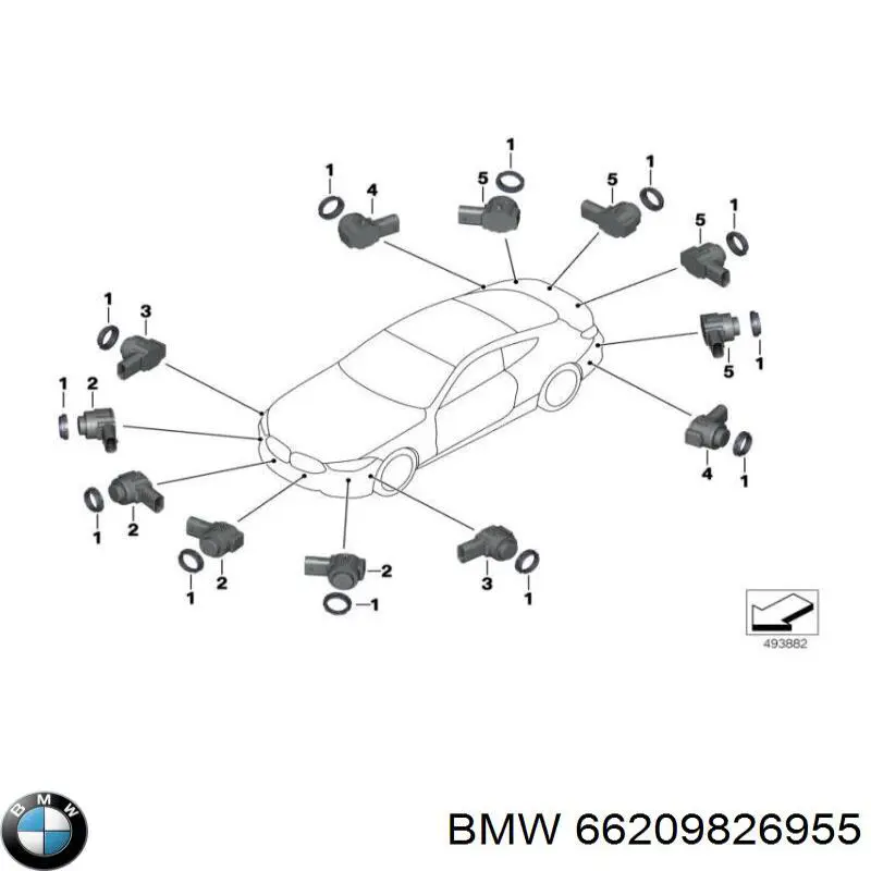 66209826955 BMW Sensor dianteiro lateral de sinalização de estacionamento (sensor de estacionamento)