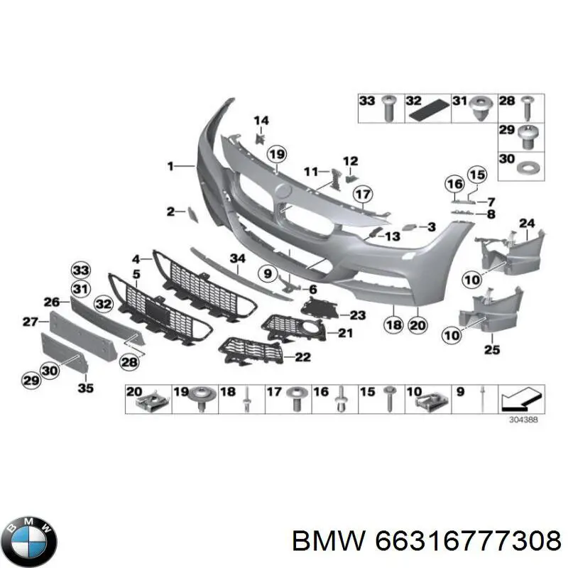 66316777308 BMW Cápsula (prendedor) de fixação do forro do pára-choque do pára-lama dianteiro