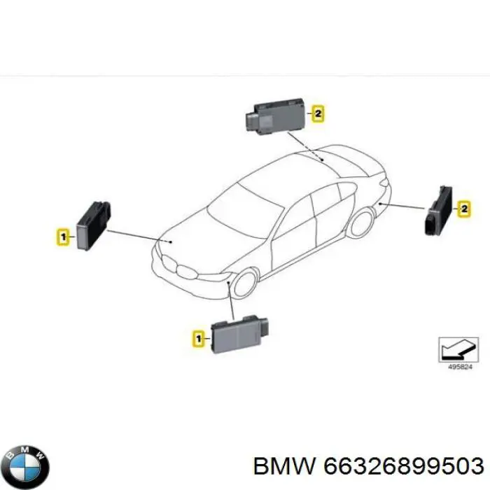 Compre 66326899503 BMW Sensor traseiro de controlo da zona morta