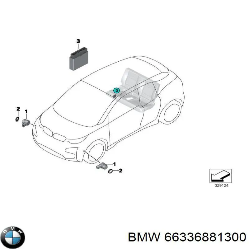 66336881300 BMW Módulo de direção (Centralina eletrônica) de sensor de estacionamento