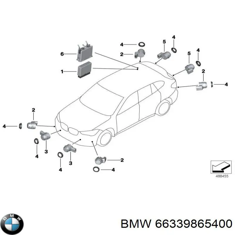 66339865400 BMW Módulo de direção (Centralina eletrônica) de sensor de estacionamento