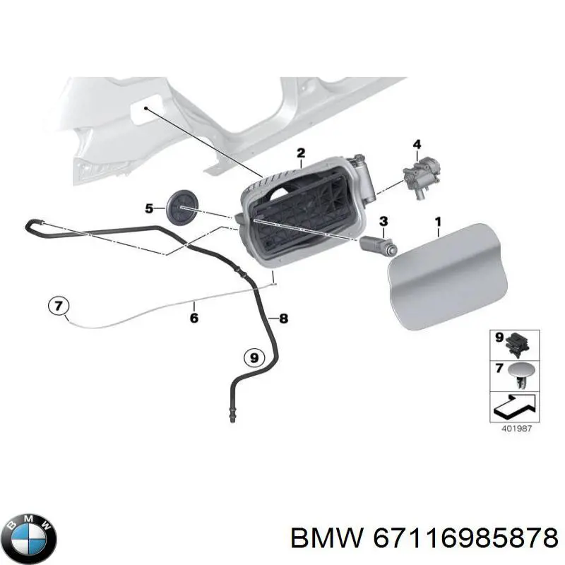 67116985878 BMW Fecho de abertura do alcapão do tanque de combustível