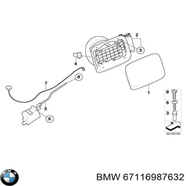 67116987632 BMW Fecho de abertura do alcapão do tanque de combustível