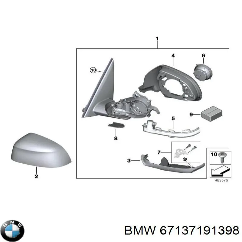 67137191398 BMW Motor de acionamento do lente do espelho de retrovisão