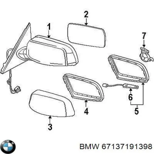 Compre 7191398 BMW Motor de acionamento do lente do espelho de retrovisão