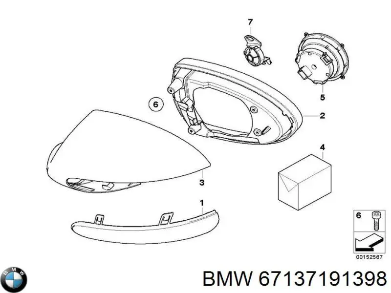 Compre 67137191398 BMW Motor de acionamento do lente do espelho de retrovisão