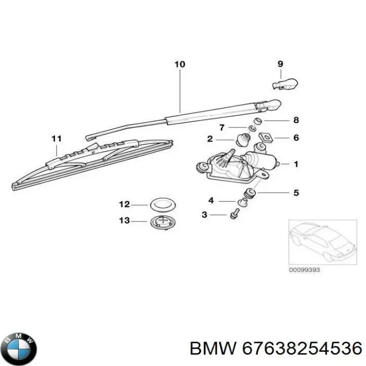 67638254536 BMW Motor de limpador pára-brisas de vidro traseiro